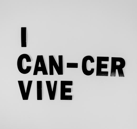 An image of the words 'I cancer vive' arranged to make you want to read it as 'I can survive'